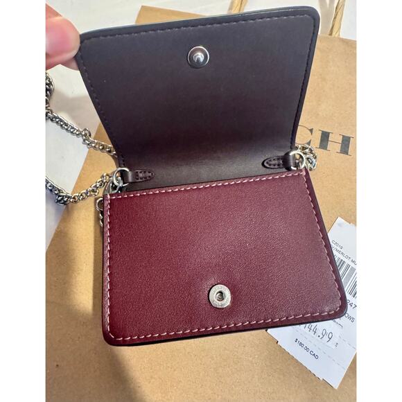 Coach NWT Mini Bow Print Wallet On Chain Mini Purse - Picture 8 of 10